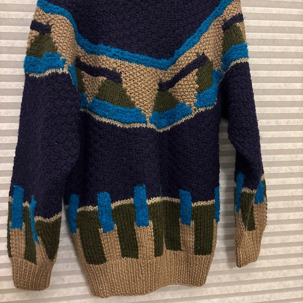 NOVO Textured Sweater Mens Medium Chunky VTG Handknit Wool Blend Old Man Sweater